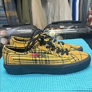 Vans Yellow and Black Plaid Sneakers